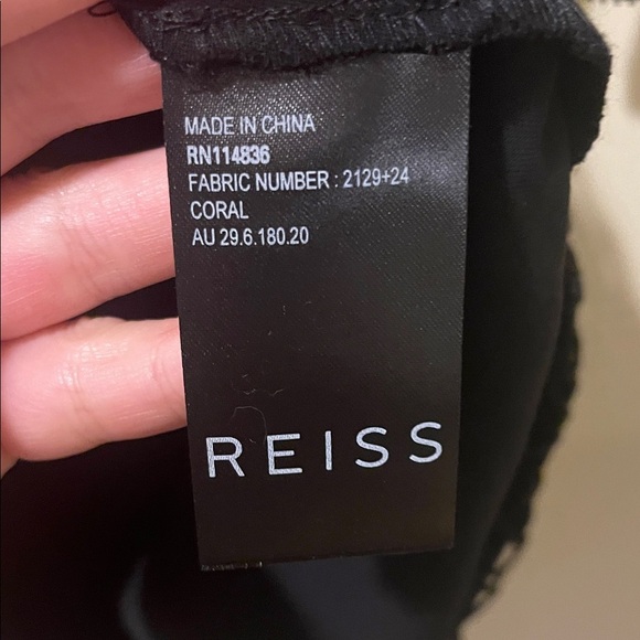 Womens Like New Reiss Black Metallic Coral Design Flowey Tiered Shift Mini Dress - Picture 7 of 9